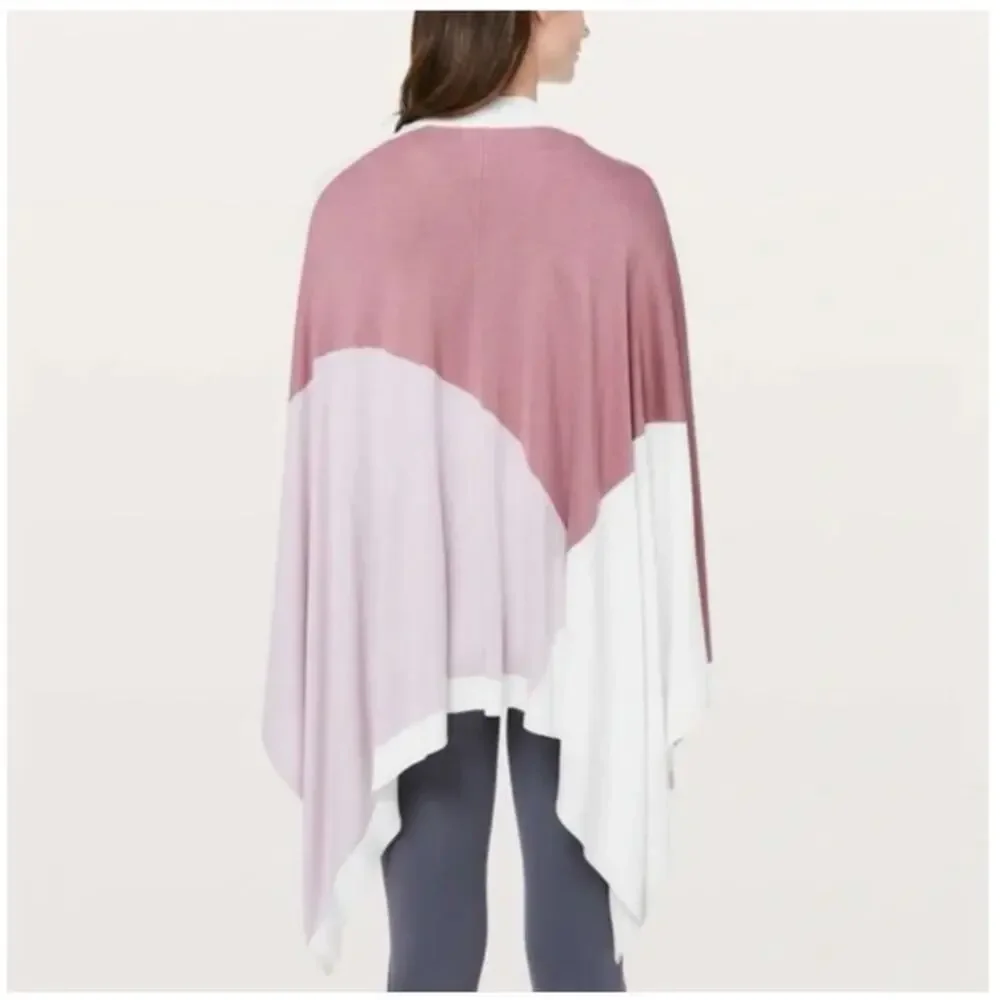Lululemon Hatha Wrap Quicksand Misty Pink White Grey Shawl Cardigan One Size